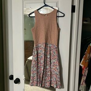 Striped and Floral Sleeveless Dress